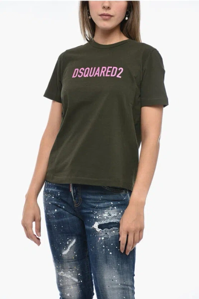 DSQUARED2 DISTRESSED T-SHIRT WITH LOGO PRINT