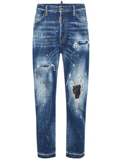 Dsquared2 Distressed Tapered Jeans In Blue