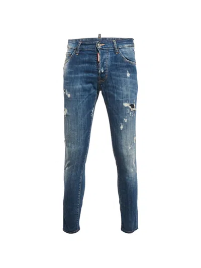 Pre-owned Dsquared2 Distressed Tapered Jeans In Blue