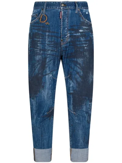 Dsquared2 Distressed Tapered Jeans In Blue