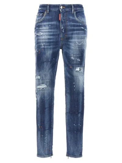 Dsquared2 Distressed Tapered Jeans In Blue