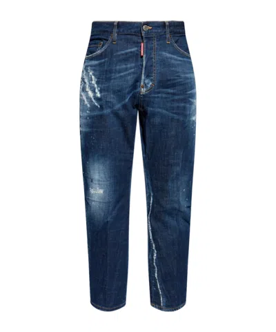 Dsquared2 Distressed Tapered Jeans In Blue