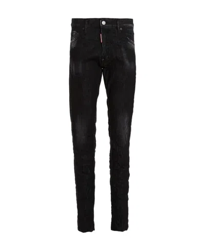 Dsquared2 Distressed Tapered Slim-fit Jeans In Black