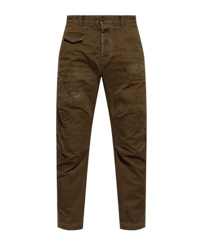DSQUARED2 DSQUARED2 MID-RISE DISTRESSED SIM-CUT TROUSERS