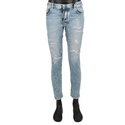 Pre-owned Dsquared2 Distressed Tidy Biker Jean 1964 Logo Jeans Trousers Skinny Blue 13654