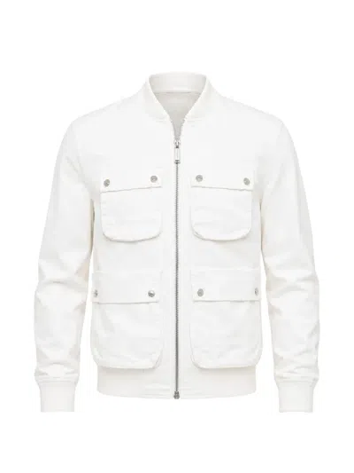 Dsquared2 Distressed Utility-pockets Cotton Bomber Jacket In White