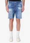 Dsquared2 Blue Shorts With Applied Logo On The Back And Lived Effect In Blue
