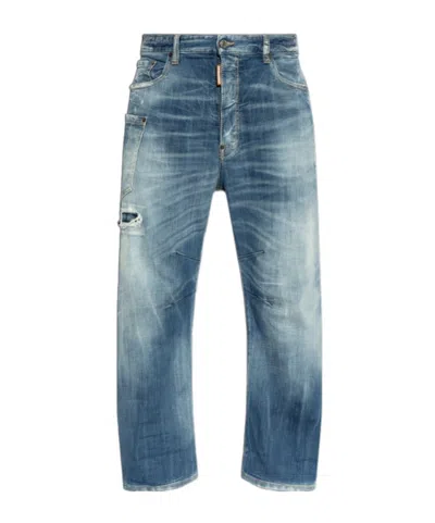 Dsquared2 Distressed Washed Jeans In Blue