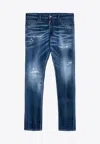 Dsquared2 Distressed Washed-out Slim Jeans In Blue