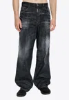 Dsquared2 Distressed Wide-leg Jeans In Black