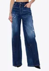 Dsquared2 Distressed Wide-leg Jeans In Blue