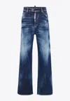 Dsquared2 Distressed Wide-leg Jeans In Blue