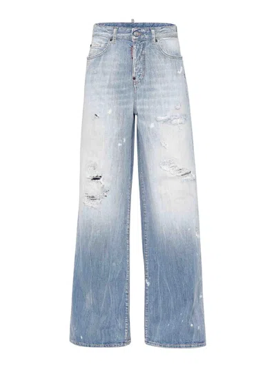 DSQUARED2 DISTRESSED WIDE-LEG JEANS