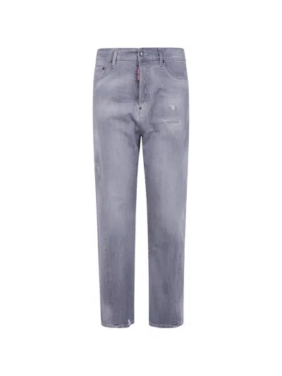 Dsquared2 Distressed Wide-leg Jeans In Gray