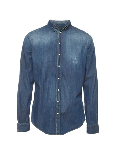Pre-owned Dsquared2 Distressed-details Denim Shirt In Blue