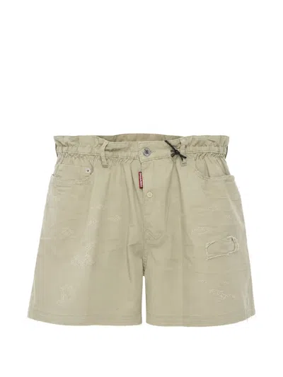 Dsquared2 Distressed-effect Cotton Shorts In Neutral