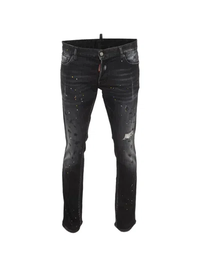 Pre-owned Dsquared2 Distressed-finish Slim-fit Jeans In Black