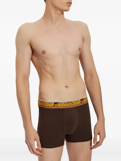 Dsquared2 Dominate Your Sport Logo-waistband Boxers In Brown