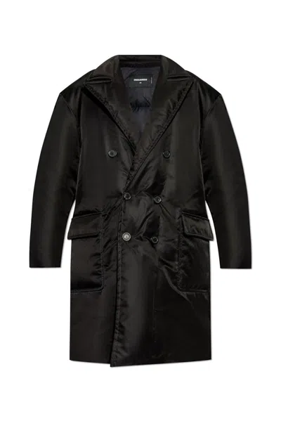 Dsquared2 Double-breasted Coat In Black