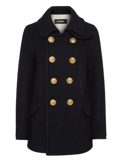 Dsquared2 Doppelreihiger Mantel In Blue