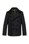 Dsquared2 Knit-panel Double-breasted Jacket In Blue