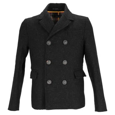 Dsquared2 Double-breasted Coat In Grey Wool In Gray
