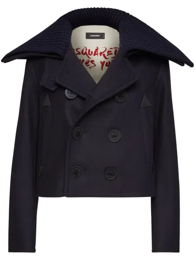 DSQUARED2 DOUBLE-BREASTED CROPPED PEACOAT