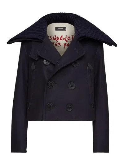 DSQUARED2 DOUBLE-BREASTED CROPPED PEACOAT