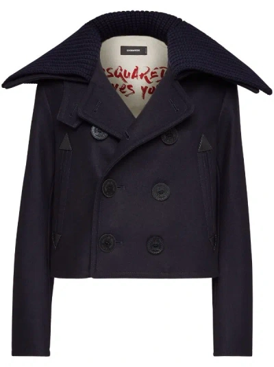 DSQUARED2 DOUBLE-BREASTED CROPPED PEACOAT