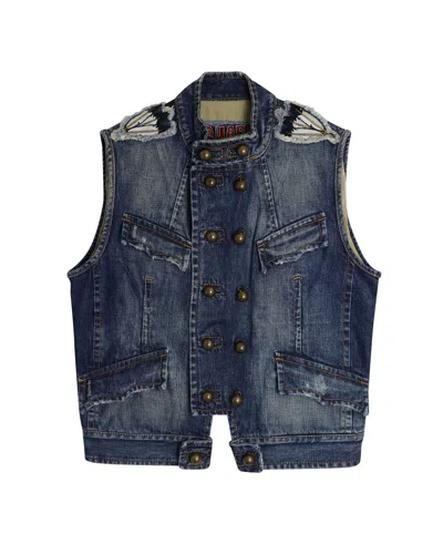 Dsquared2 Double Breasted Denim Vest In Blue Cotton