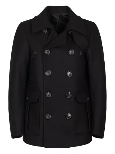 Dsquared2 Double-breasted Pocket Coat In Black