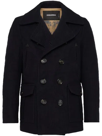 Dsquared2 Double-breasted Short Coat In Azul Oscuro