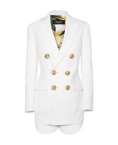 Dsquared2 Double-breasted Two-piece Suit In White