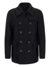 Dsquared2 Wool Coat With Button Detailing And Pockets In Black