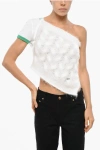 Dsquared2 Double Fabric One-shoulder Crop Top In White
