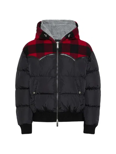 Dsquared2 Double-hood Western Puffer Jacket In Black