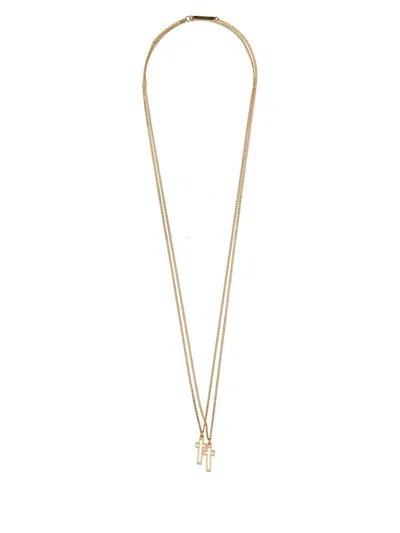 Dsquared2 Double Layer Jesus Necklace In Yellow