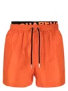 Dsquared2 Double Logo-waist Swim Shorts In Orange