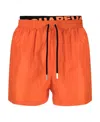 Dsquared2 Double Logo-waist Swim Shorts In Orange