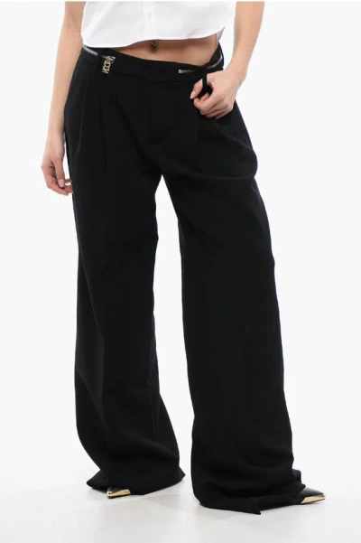 Dsquared2 Double-pleated Icon Palazzo Pants With Zip Waist Detail In Black