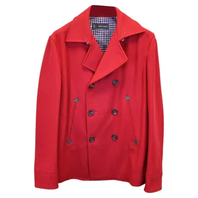 Pre-owned Dsquared2 Double-breasted Coat In Red Wool