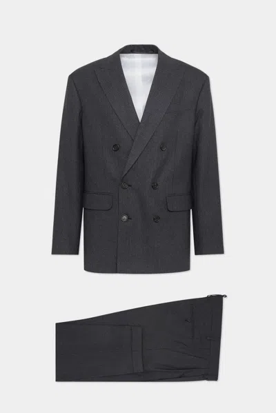 Dsquared2 Double-breasted Wool Suit In Charcoal Grey