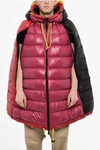 Dsquared2 Down Jacket Cape With Logo Print