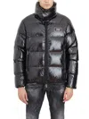 Dsquared2 Black Down Jacket With Logo Patch On The Front In Tech Fabric Man