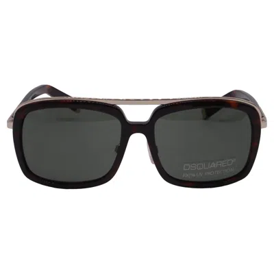 Dsquared2 Dq0026 Tortoishell Aviator Sunglasses In Brown Acetate In Grey