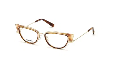 Dsquared2 Dq5303 056 Occhiali Da Vista Tartarugatishell Per Donna (solo Montatura) In Brown
