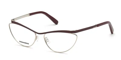 Dsquared2 Dq5329 016 Women's Glasses Silver Size 56 - Free Lenses - Blue Light Block Available In Shiny Palladium Silver