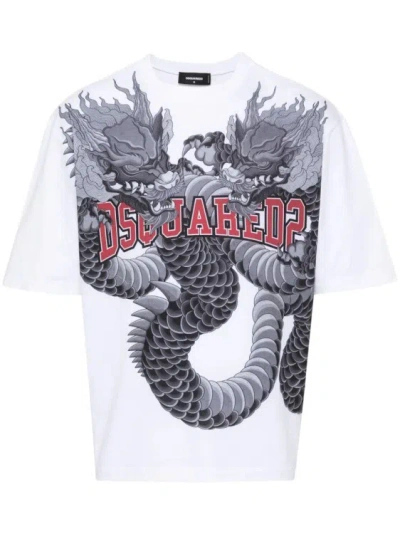 Dsquared2 Dragon-print Cotton T-shirt