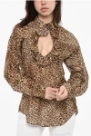 Dsquared2 Draped Animal Motif Top With Cut Out Detail