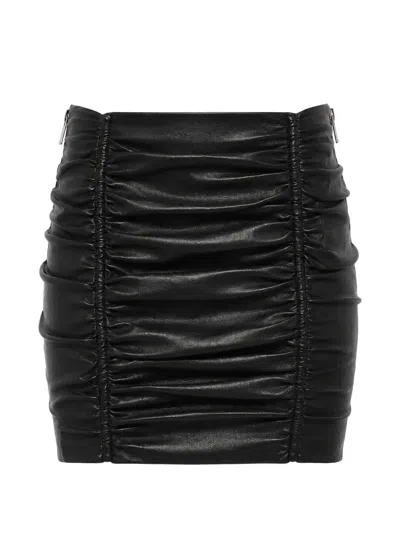 Dsquared2 Draped Leather Mini Skirt In Black